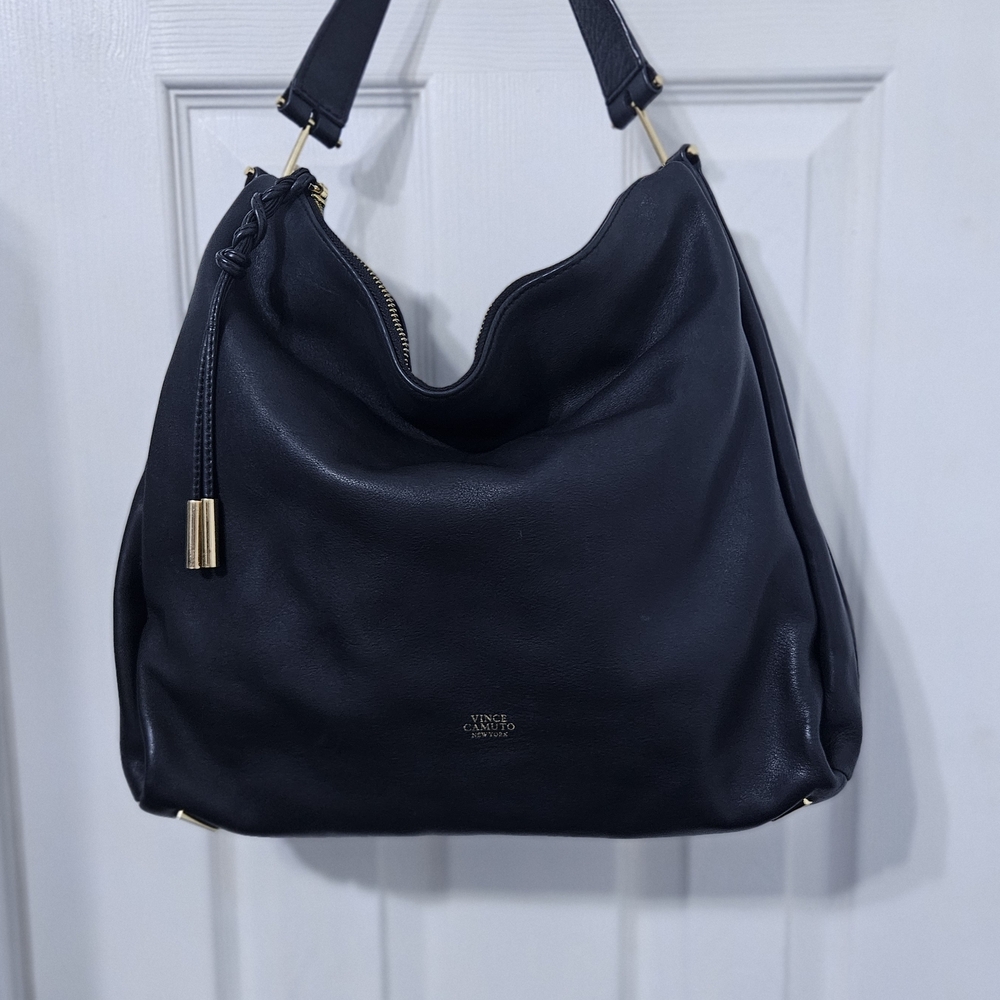 Vince Camuto Black Leather Shoulder Hobo